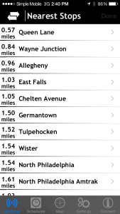 Picture of Nearest Stops Feature